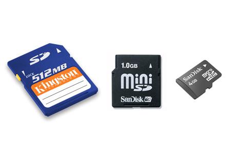 Карты памяти: SD, miniSD, microSD